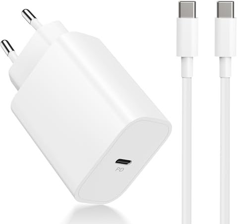 für iPhone 16 16e 15 Pro Max ladekabel, 20W USB C Stecker mit 2m Typ-C Kabel, USBC Schnellladegerät Adapter Netzteil für iPad Pro Air Mini, Samsung Galaxy S24/S23/S22, Pixel 9/8