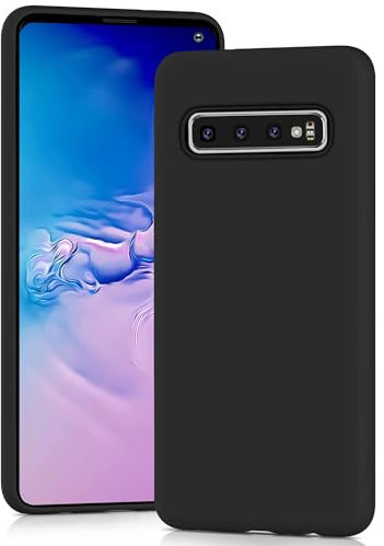 YATWIN für Samsung Galaxy S10 Hülle, Premium Silikon Handyhülle mit Kameraschutz, Seidig-Weicher Berühren Ultra Dünne Stoßfeste Kratzfeste Schutzhülle, Schwarz