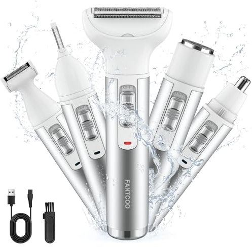 Lady Shaver schnurloser 5-in-1-Elektrorasierer für Frauen, wiederaufladbar, schmerzlos, Bikinitrimmer, Nass- und Trockenanwendung, weibliche Rasierer, Haarentfernung für Gesicht, Beine, Augenbrauen