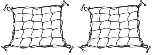 Bcowtte 2 x Deck Cargo Net with Lashing Hook, Heavy Duty Luggage Net for Kayak Storage, Loading Area, Fishing Boat