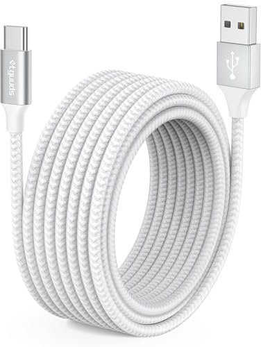 etguuds Extra-Long USB C Cable White 5m, USB to USB C Charger Cable 3.1A Fast Charging USBC Lead Braided for Samsung Galaxy S23 S22 S21 S20 S10 S9, Xperia XZ, PS5, Swith
