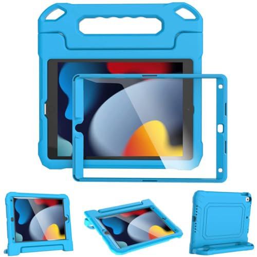 MOXOTEK Kids Case for iPad 9th/8th/7th Generation 10.2 Inch 2021/2020/2019, Case for iPad Air 3rd Gen/Pro 10.5 Inch, Durable Shockproof Cover with Screen Protector for iPad 10.2 & 10.5, Blue