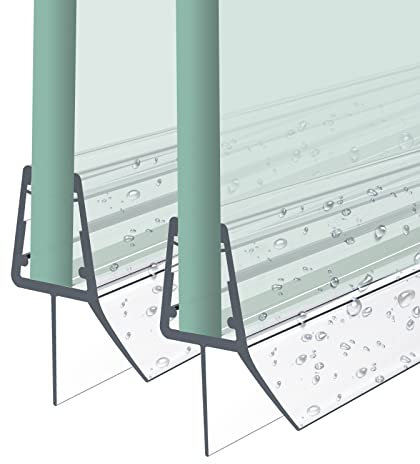 Heilmetz Joint porte douche 60cm longueurs,imperméable et résistant à la moisissure, Joint de douche en PVC pour les portes de douche en verre de 7-8mm,découpable, joint douche (2 pièces)