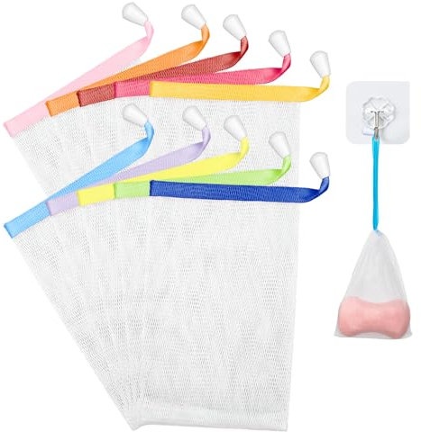 Giantree Seifenbeutel für Feste Seife, 10 Stück Nylon Seifensäckchen Gesichtsreinigungsnetze Schaumnetze Seifenblasen Netzbeutel Seifen Säckchen Peeling-Massage für aufschäumen(10 Stück 15x10cm)