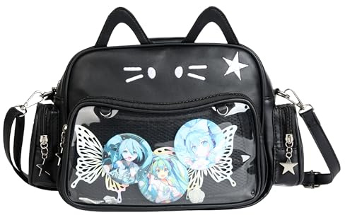 Cat Ita Bag Rucksack für Schule, PU-Leder, adretter Rucksack für Mädchen, Y2k Sterne, einzelne Schultertasche