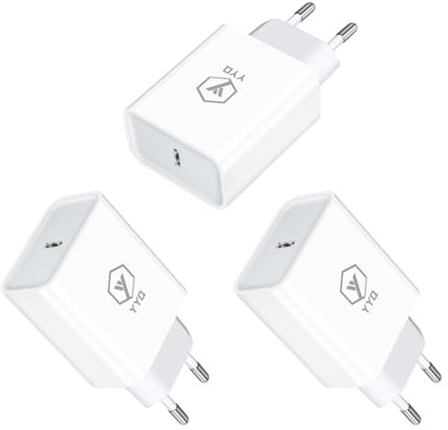 YYQ USB C Ladegerät 20W, Schnellladegerät PD 3.0 Netzteil für iPhone 15 14 13 12 11 PRO Max SE XS Max XR 8, Galaxy S24/S23/21 Ultra S20 S9 (3 Pack)