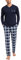 Leversic Pyjama Hommes Hiver Pyjama Homme Coton Vêtements de Nuit Ensembles de Pyjama col en V Pyjama à Manches Longues et Pantalon à Carreaux Bleu Foncé XXL