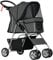 PawHut Pet Stroller for Small Miniature Dogs Cats Foldable Travel Carriage with Wheels Zipper Entry Cup Holder Storage Basket Grey