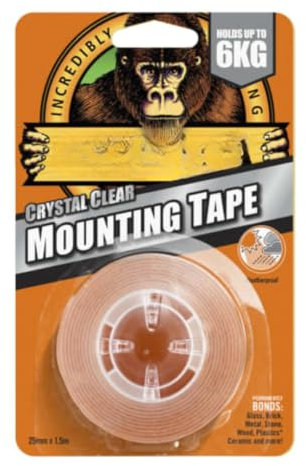 Citystores® GO Crystal Clear Heavy Duty Mounting Tape, 25mm x 1.5m Strong Double-Sided Tape For Home, Office, Car Ideal for Indoor & Outdoor Use, Wall Mounting, And Crafting