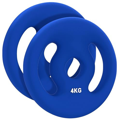 SPORTNOW 2er-Set Hantelgewichte, 2 x 4 kg Gewichte, Hantelscheiben-Set, Gewichtsscheiben für 2,5 cm Hantelstange, Ø 30 mm Bohrung, Blau