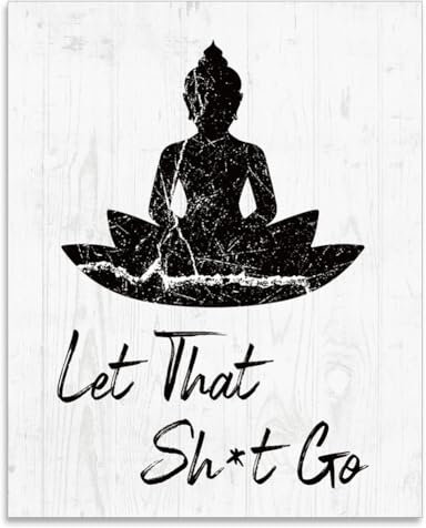 SUPERDANT Wanddrucke Mit Buddha Statue Vintage Wandkunst Poster Wandposter Drucke Für Wände Let That Sh*T Go Poster Für Schlafzimmer Kunstwerke Ästhetische Poster Ungerahmt 28x35cm