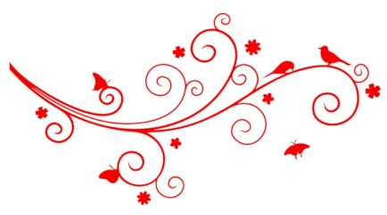 Aufkleber mit feiner Schnitzerei, Motiv: Äste und Vögel, für Kinderzimmer, 72x132,8cm ausgestattet mit Transferfolien-Set, extragroß, Red