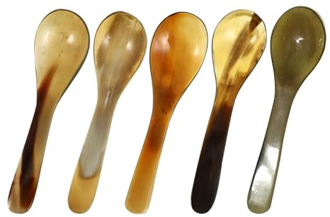 COLLBATH 5 Pièces cuillère à café cuillères en corne en forme de depuis petit mini-s portion à expresso mini s à dessert vintage en corne es