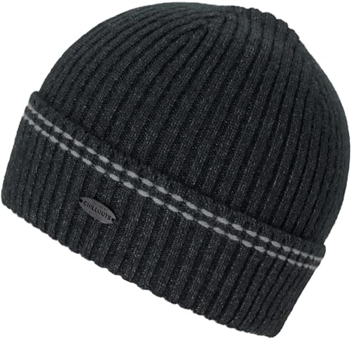 CHILLOUTS Kiran Beanie Strickmütze Umschlagmütze Wintermütze Herren - mit Schirm Herbst-Winter Herbst Winter