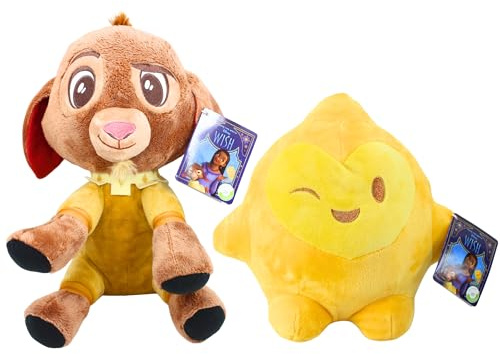 Disney Wish Plüsch, groß, 25–35 cm, superweich, hochwertig, bestickt, Valentino und Stern