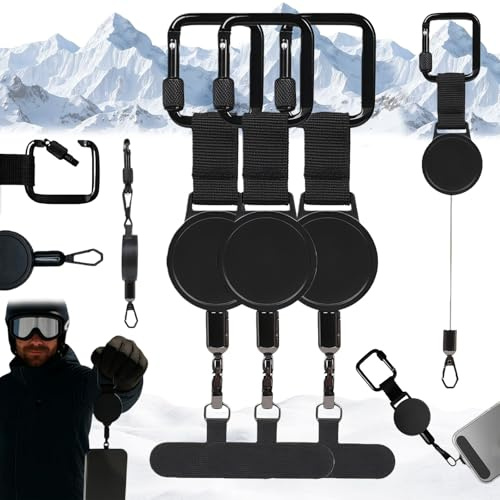 2026 Neu Skisafe Pro- Handysicherung, Handy Sicherung Skifahren, Handysicherung Outdoor Ausziehbar, Diebstahlsicher Handysicherungs für Jedes Handy, für Ski, Snowboard & Outdoor-Abenteuer(3PCS)