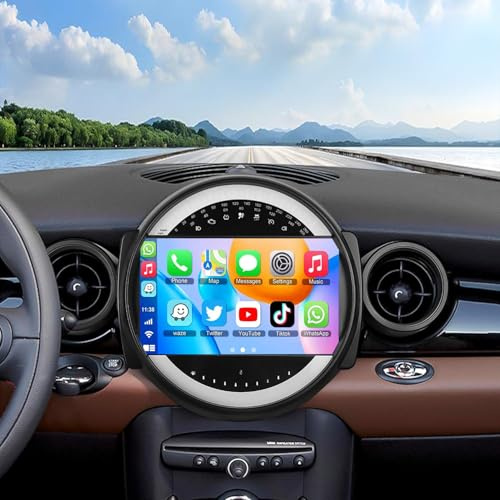 10 inch Android Car Stereo for BMW Mini Cooper R56 2007-2014 Radio Carplay | Double Din Android Wireless Carplay Android Auto Support Bluetooth/GPS/WiFi/Backup Camera/SWC/FM/Mirror Link/IPS Touch Screen