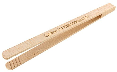 GRAVURZEILE Holz Grillzange mit Gravur - Grillen ist Männersache - Geschenk für Männer zum Grillen - Geschenkidee zum Vatertag für Papa - aus Buchenholz 30 cm
