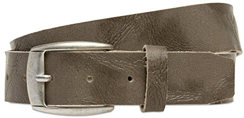 Caspar GU310 Unisex Vintage Ledergürtel mit massiver Metallschließe, Gürtelgröße:100 [Körperumfang 95-105 cm], Farbe:grau
