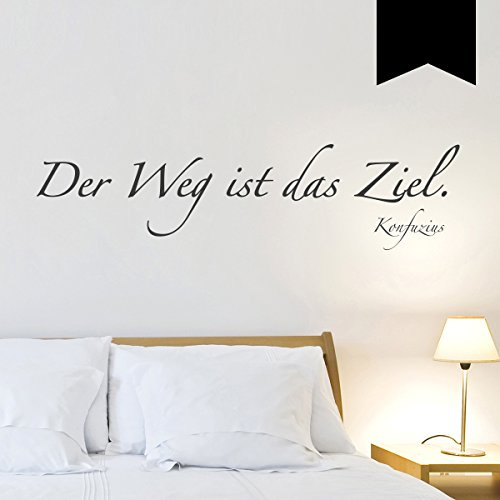 WANDKINGS Wandtattoo - Der Weg ist das Ziel. (Konfuzius) - 210 x 55 cm - Schwarz - Wähle aus 5 Größen & 35 Farben