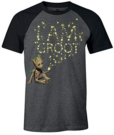 Guardians of the Galaxy Herren T-Shirt I Am Groot Glow in The Dark Marvel grau schwarz