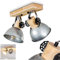 Deckenleuchte Orny, Deckenlampe aus Metall/Holz in Zink/Braun, 2-flammig, mit verstellbaren Strahlern, 2 x E27-Fassung, Spot im Retro/Vintage Design, ohne Leuchtmittel