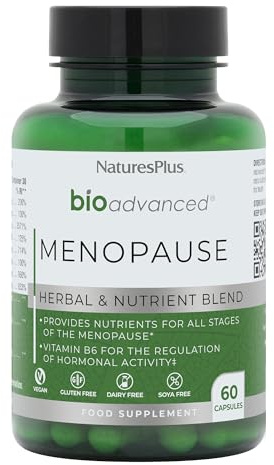 NaturesPlus BioAdvanced Menopause - Menopause Supplement for Women Balance - D3, Magnesium, B6, Sea Buckthorn, Ashwagandha, Maca, Sage, Dong Quai - Gluten Free, SOYA Free, Vegan - 60 Capsules