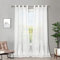 Melodieux Weiße halbtransparente Vorhänge, 244 cm lang, für kleine Fenster, Wohnzimmer, Schlafzimmer, Leinenoptik, rustikale Ösen, Voile-Vorhänge, 107 x 244 cm (2 Bahnen)