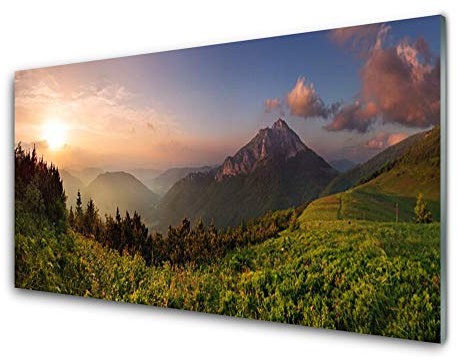 Tulup Glasbilder 100x50cm - Wandbild Druck auf Glas XXL Panorama-Bild Wandbilder aus Echt-Glas Sicherheitsglas Kunstdruck für Küche Wohnzimmer Gebirge Wald Natur