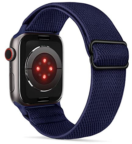 Tasikar Élastique Sport Solo Loop Compatible avec Bracelet Apple Watch 42mm (Serie 10) 41mm 40mm 38mm, Bracelet de Remplacement Compatible avec Apple Watch Serie 10/9/8/7/6/5/4/3/2/1/SE, Bleu Foncé