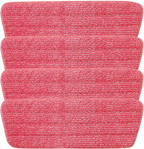 AMOS Pack of 4 Spray Mop Replacement Spare Reusable Washable Microfibre Pads Cloth for Hardwood Laminate Wood Vinyl Tiles Kitchen Bathroom Floor Cleaning
