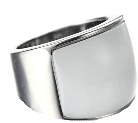 Bishilin Herren Ring Personalisiert Gr.62 (19.7), Ring Edelstahl mit Weiß Stein Partnerring Ringe Biker Silber für Männer Jungend