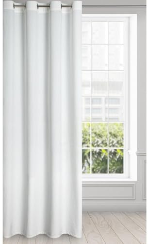 Eurofirany Melanie Vorhang Samt Velvet Ösen -1 STK. Weich Edel Gardine 200g/m² Elegant Glatt Einfarbig Flauschig Modern Klassisch Wohnzimmer Schlafzimmer, 140x250 cm, Weiß
