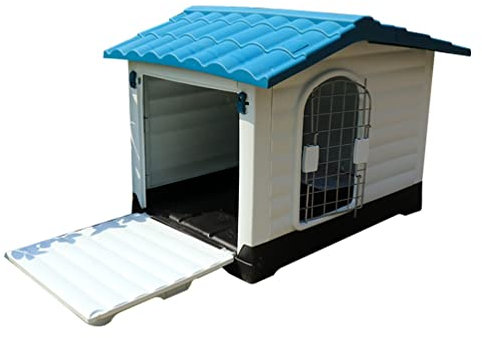 Hundehütte Outdoor-Kunststoff-Hundehaus, Wasserdichtes Allwetter-Haustierschutz for Kleine Mittelgroße Katzen Und Hunde, Mit 2 Türen (Size : 91.4x69x66cm)