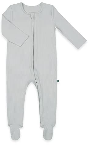 emma & noah Baby Schlafanzug, Weicher & Atmungsaktiver Strampler für Neugeborene, Oeko-TEX Zertifiziert, Langarm Pyjama mit Reißverschluss für Jungen & Mädchen, Mit Füßen (Essential Grau, 74 cm)