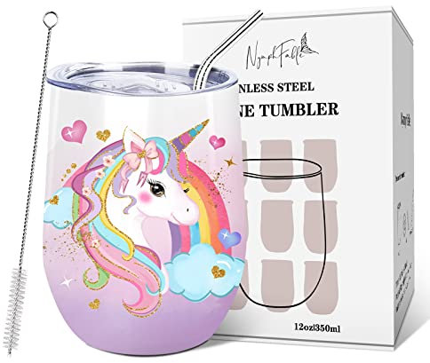 NymphFable 350ml Licorne Mug Isotherme de Voyage Travel Mug Thermos Cafe Double Paroi Tasse Thermos