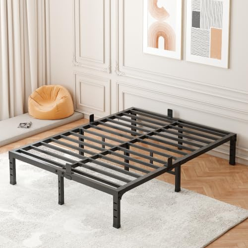 FUIOBYVV Kingsize-Bettgestell, 35,6 cm, robuster Metallplattform-Bettrahmen, King-Size-Unterstützung bis zu 1587 kg, kein Boxspringbett nötig, kein Schütteln, Stahllattenstütze, geräuschfrei, einfache