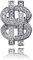 Kristall-Dollarzeichen-Ring für Männer,Iced Out Zirkonia US-Dollar-Ring, Hip-Hop-Dollar-Symbol-Ring, Punk Rock Ring für Rapper, Dollar Geld Amulett Ring, Dollar Andenken Schmuck (18.9, Silber)