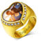 Custom4U 18K Vergoldet Foto Ring für Herren Damen Benutzerdefinierter Herz Zirkonia Foto Fingering Punk Zirkon Siegelring Bandring für Ehering Verlobungsring Freundschaftsring