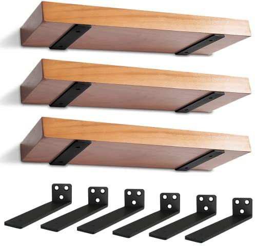 Schwebende Regalhalterungen, 20.3 cm, dicke, rustikale Regalhalterung für Holzregale – verdeckte Jalousie-Regalstütze, Eckstrebe, Regalhalterung, Wandbehang mit Schrauben (6 Stück)……