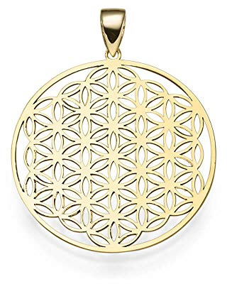 Anhänger Lebensblume mit Ornament 24,5mm 585 Gold Gelbgold rund Halsschmuck