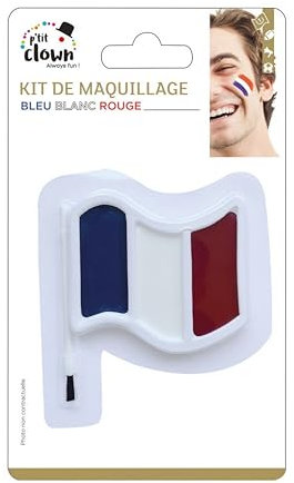 P'TIT Clown - 22387 - Kit Maquillage Bleu Blanc Rouge - Parfait pour Supporter la France Lors des Célébrations et Événements Sportifs - Facile à Utiliser