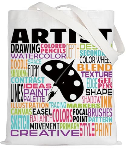 LEVLO Artist Canvas Tote Bag Gift For Art Teacher Artistic Shoulder Bag For Art Grad (Artist Tote)