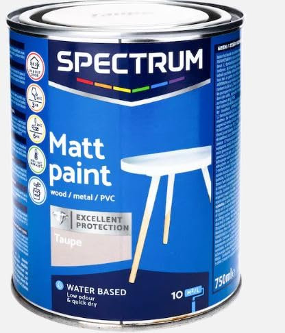 Vintage Luxury Spectrum Peinture mate taupe 750 ml, pour bois, métal, surface en PVC, à base d'eau, faible odeur et séchage rapide (couleur mate, taupe)