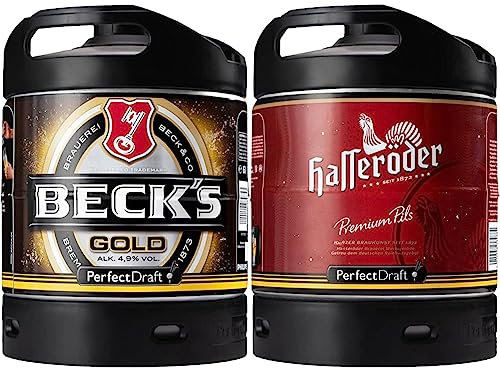 BECK'S Gold Helles Lager Bier Perfect Draft (1 x 6l) MEHRWEG Fassbier & Hasseröder Premium Pils Bier Perfect Draft (1 x 6l) MEHRWEG Fassbier