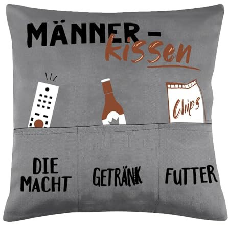 Simllyda Männer Kissen Zierkissenbezug, Lustige Männer Kissenbezug, Dekorative Kissenbezug Sofakissenhülle mit 3 Taschen zum selber Befüllen 45 x 45cm Geeignet für interessante Geschenke für Papa