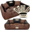 EDANTI Hundebett Hundekissen Katzenbett Personalisiert Hundesofa mit Namen L - XL für große mittelgroße & kleine Hunde (Braun, 145x115)