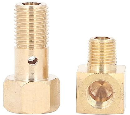 Jadeshay Raccord de Boulon de Manomètre de Carburant, Jauge de Pression de Carburant Boulon Banjo, M12 X 1,25 Pouces à 1/8-27 NPT Femelle à Mâle, Adaptateur de Raccord Coudé à 90 Degrés