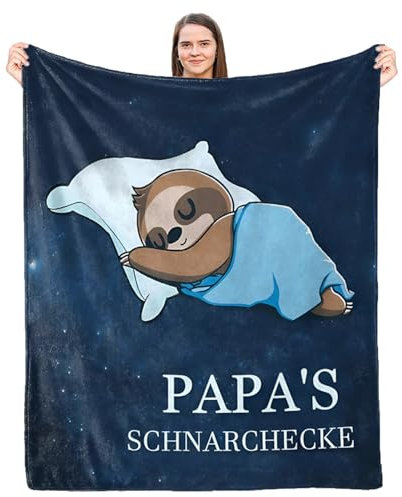 Lustige Faultier Decke Geschenk für Papa, Kuscheldecke Flauschig An Meinen Papa, Super Weich Warme Personalisierte Deutsch Decke Beste Geburtstag, Weihnachten Geschenke Wohndecke