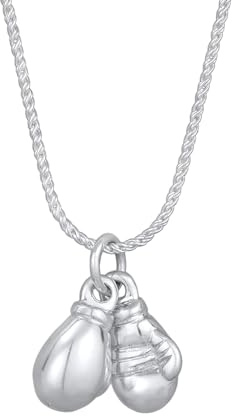 Kuzzoi Herren Halskette poliert mit Box Handschuhe (10 mm) aus 925 Sterling Silber Kette mit Anhänger für den Mann Maskuline Herrenkette Länge 55 cm